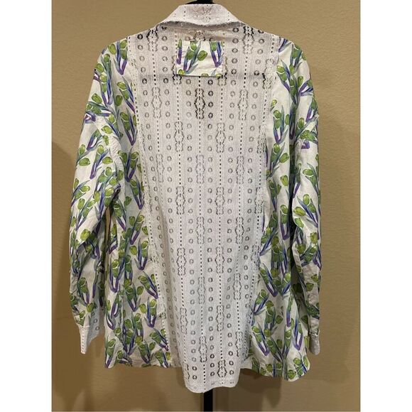 Size S (Oversized) POL Boho Floral Lace Button Down Shirt - Picture 4 of 8